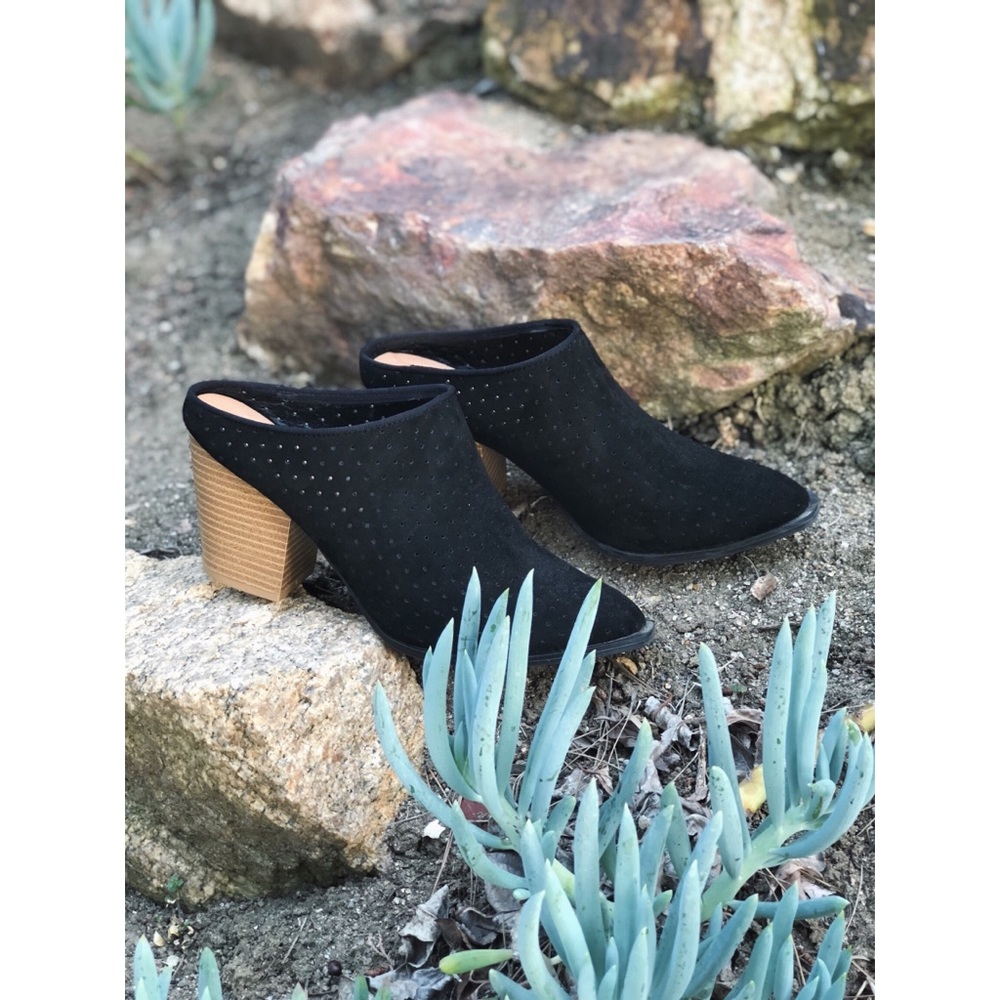 Black Suede Mules
